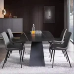 Ceramic Rectangular Dining Table with Sturdy Metal Legs - Neutral - Image 5
