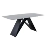 Ceramic Rectangular Dining Table with Sturdy Metal Legs - Neutral