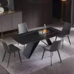 Ceramic Rectangular Dining Table with Sturdy Metal Legs - Neutral - Image 3