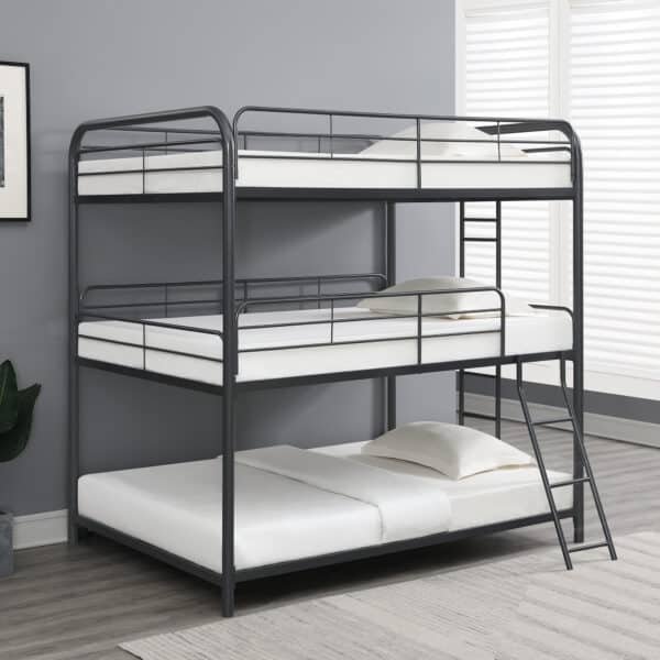 Ultimate Black Modern Triple Bunk Bed – Space-Saving, Stylish, and Sturdy for Modern Bedrooms