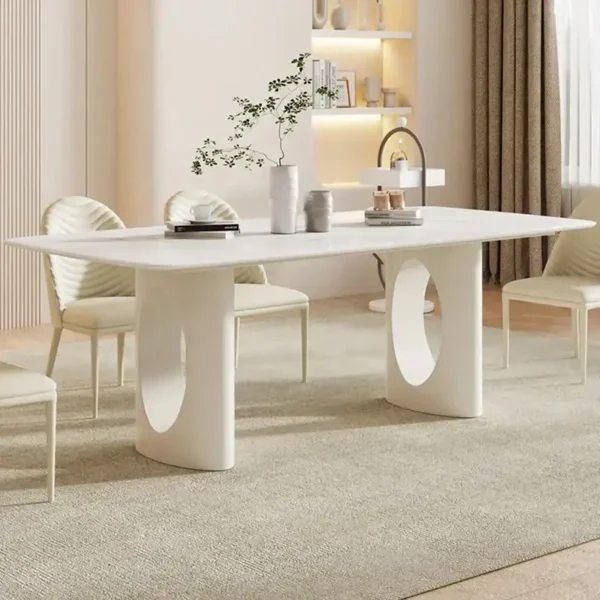 Cream Style Natural Marble Dining Table Modern Minimalist Household Small Unit Type Super Crystal Stone Dining Table