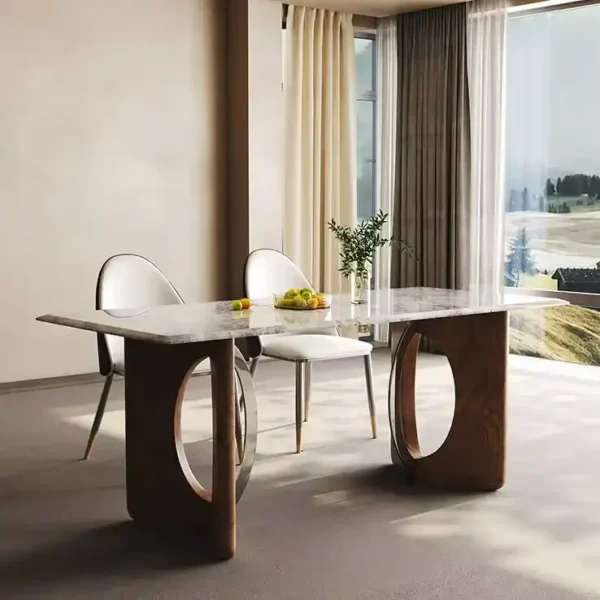 Marble Rectangle 8 Seat Kitchen Dining Table Room Furniture Good Quality Italian Luxury Dining Table
