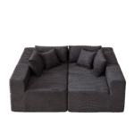 ⁦Corduroy L-Shaped Modular Sofa Set with Minimalist Design - Beige⁩ - الصورة ⁦3⁩