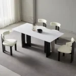 Solid Wood Rectangular Dining Table with Minimalist Design - Natural Finish - Image 3