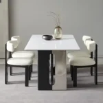 Solid Wood Rectangular Dining Table with Minimalist Design - Natural Finish - Image 4