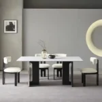 Solid Wood Rectangular Dining Table with Minimalist Design - Natural Finish - Image 5