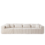 ⁦Corduroy L-Shaped Modular Sofa Set with Minimalist Design - Beige⁩ - الصورة ⁦19⁩