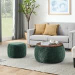 Green Round Storage Ottoman with Removable Top - Small Seat