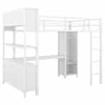 Ultimate White Metal Loft Bed with Desk & Storage – Stylish, Heavy Duty & Space-Saving for Kids & Adults - Image 8