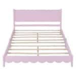 Wood Platform Bed with Rectangular Headboard - Retro Style - Pink - Image 6
