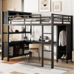 Ultimate Black Metal Loft Bed with Storage & Desk – Space-Saving, Heavy Duty & Stylish for Kids, Teens & Adults