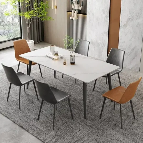 High Quality Restaurant Table Marble Tabletop Gold Stainless Steel Luxury Metal Dining Table Set Living Room Furniture