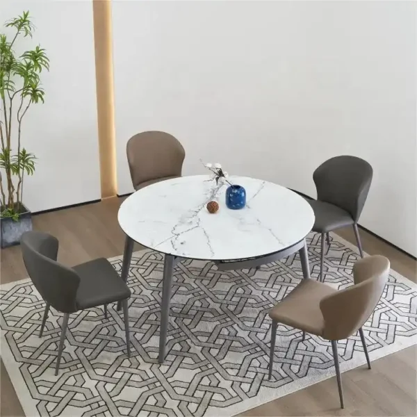 Round dining table with slate top