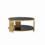 Tempered Glass Round Coffee Table with Double Layer Design - Black - Image 7