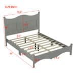 Solid Wood Queen Platform Bed Frame with Wooden Slat Support - Gray - Image 10
