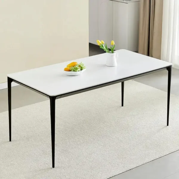 Dining Table Set Rectangular Wooden Rock Plate High End Glossy Home Dining Room Furniture