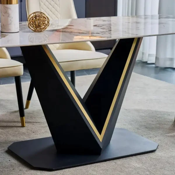 Modern Nordic Luxury Bar Hotel Furniture Dining Room White Sintered Stone Top Rectangular Dining Tables