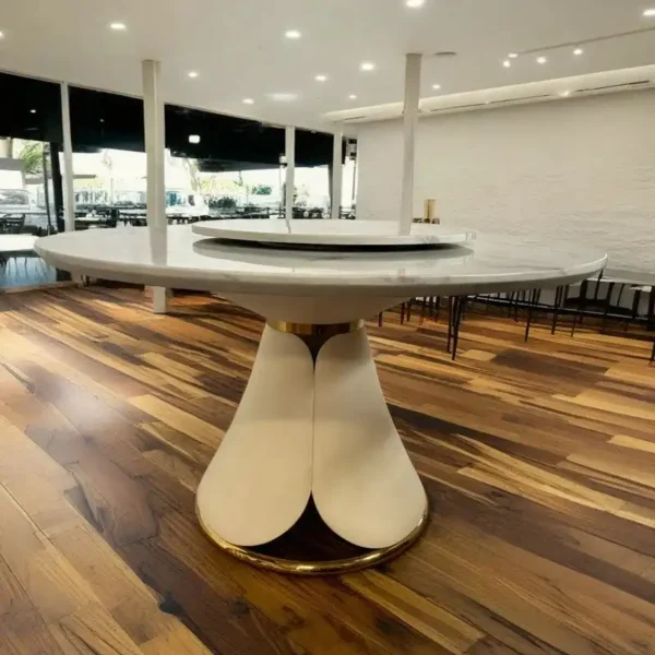 Round Dining Table Luxury Modern Home Furniture Marble Top Golden Stainless Steel Dining Tables