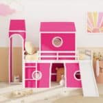Pink Loft Bed with Slide - Fun Space-Saving Kids Bed with Playful Slide & Tent - Image 2