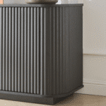 Pressed Wood Wave Patterned Storage Cabinet with Enclosed Compartments - Black - Image 11