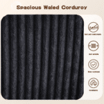 Striped Corduroy U-Shape Modular Sofa with Chaise Lounge - Black - Image 6