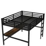 Metal Queen Loft Bed with Desk and LED Light - Black - Image 8