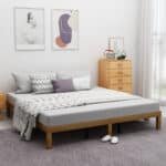 Solid Wood Platform Bed Frame with Slat Support - Queen Size - Natural Finish - Image 7