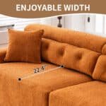 Chenille Fabric Reconfigurable Sectional Sofa with Wider Armrests and 2 Pillows - Amber Orange - Image 10