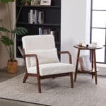 Upholstered Mid-Century Modern Accent Chair with Pillow - Beige