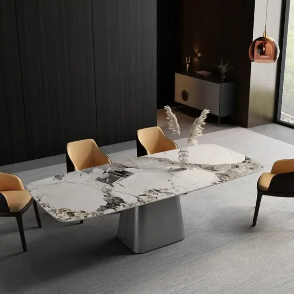 Italian Light Luxury Slate Dining Table Rectangular Modern Minimalist Household Stainless Steel Slate Dining Table