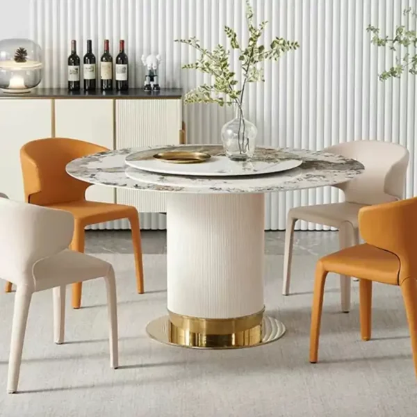Latest Design Customized House Home Dining Room Furniture Modern Luxury Round Dinning Table With Turntable