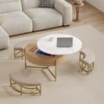 Round Lift-Top Ottoman with Storage – Modern Space-Saving Coffee Table - Image 4