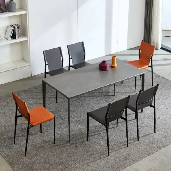 Modern Rectangular Marble Dining Table Aluminum Alloy Leg Detachable Simple Design Table for Dining Room
