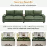 Corduroy Sofa Couch with USB Ports and Hidden Storage Arms - 4-Seater - Green - Image 7