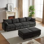 Corduroy U-Shaped Modular Sofa with Storage Ottoman - 6-Seater - Versatile Configuration