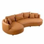 Eco-Leather Curved L-Chaise Sofa with Distinctive Design - Orange - Image 3