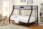 Black Finish Twin XL/Queen Bunk Bed with Stylish Design