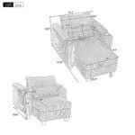 Soft Corduroy Convertible Chaise Lounge with USB Ports and Hidden Storage - Brown - Image 2