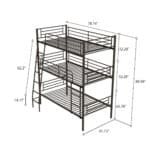 Black Metal Triple Bunk Bed with Disassembly Feature - Space-Saving Design - Image 6