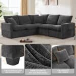Chenille L-Shaped Modular Sofa with Reversible Cushions - 5-Seater - Available in 2 Colors - Image 3