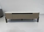 Crystal Stone Coffee Table and TV Stand Set with Two Drawers - Saddle Leather Surface - Image 7