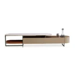 Glass and Stone Coffee Table with Stainless Steel Frame - Modern Elegance - Image 7