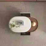 Glass and Stone Coffee Table with Stainless Steel Frame - Modern Elegance - Image 3