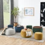 Green Round Storage Ottoman with Removable Top - Small Seat - Image 11