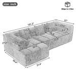 Chenille Fabric Modular Sectional Sofa with Deep Seating and Two Side Pockets - Beige - Image 2