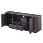 Pressed Wood Wave Patterned Storage Cabinet with Enclosed Compartments - Black - Image 8