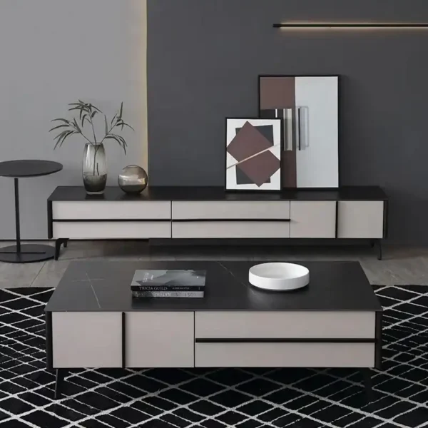 Living Room Modern Tv Stand and Coffee Table New Design Rock Plate Coffee Table Nordic Luxury TV Cabinet