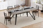 Gray MDF Rectangular Dining Table with Adjustable Legs - Seats 8 - Image 5