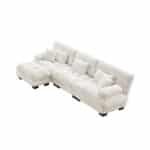 Chenille L-Shaped Modular Sofa with Convertible Ottoman and Bolster Armrests - White - Image 4