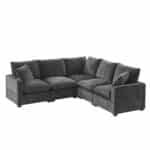Chenille L-Shaped Modular Sofa with Reversible Cushions - 5-Seater - Available in 2 Colors - Image 11